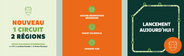 Lire la suite à propos de l’article Le tout nouveau circuit d’autobus Brome-Yamaska circule officiellement entre les deux territoires!